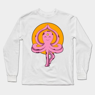 Octopus at Yoga stretching exercises Long Sleeve T-Shirt